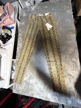 Monkey Ride Jeans MPI332 Yellow Snake Print Skinny Jeans Size 5 NWT